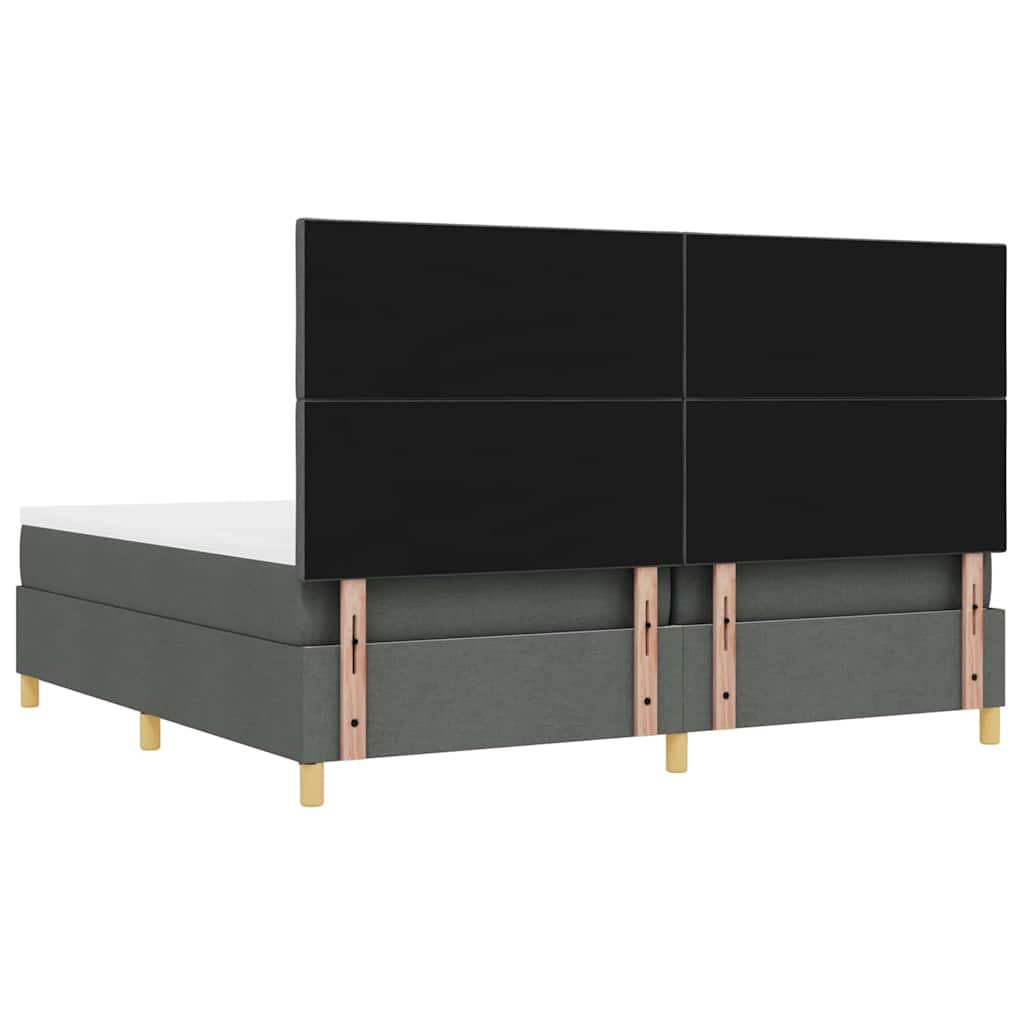 Box spring seng med hovedgærde Mørkegrå 200 x 200 cm Stof