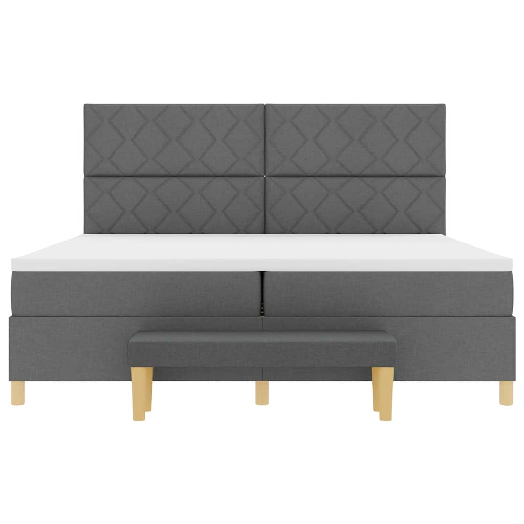 Box spring seng med hovedgærde Mørkegrå 200 x 200 cm Stof