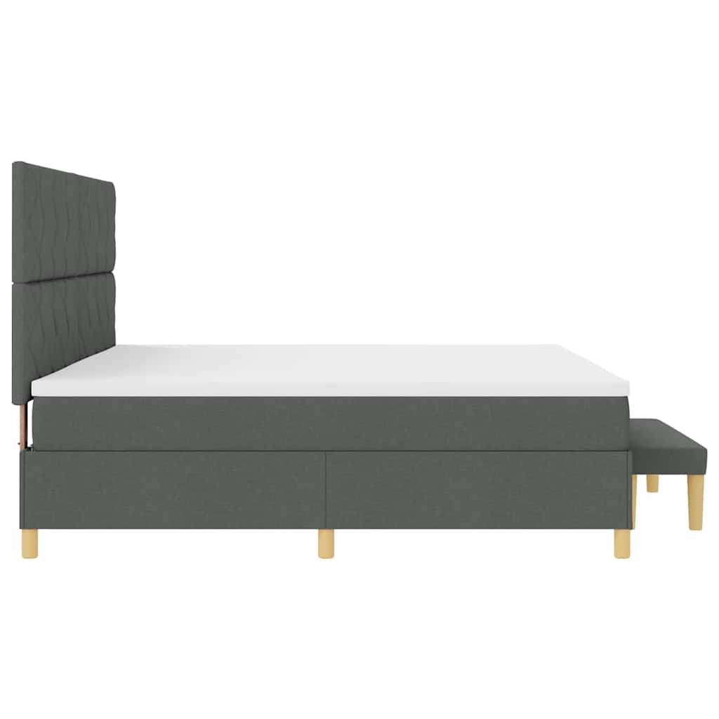 Box spring seng med hovedgærde Mørkegrå 200 x 200 cm Stof