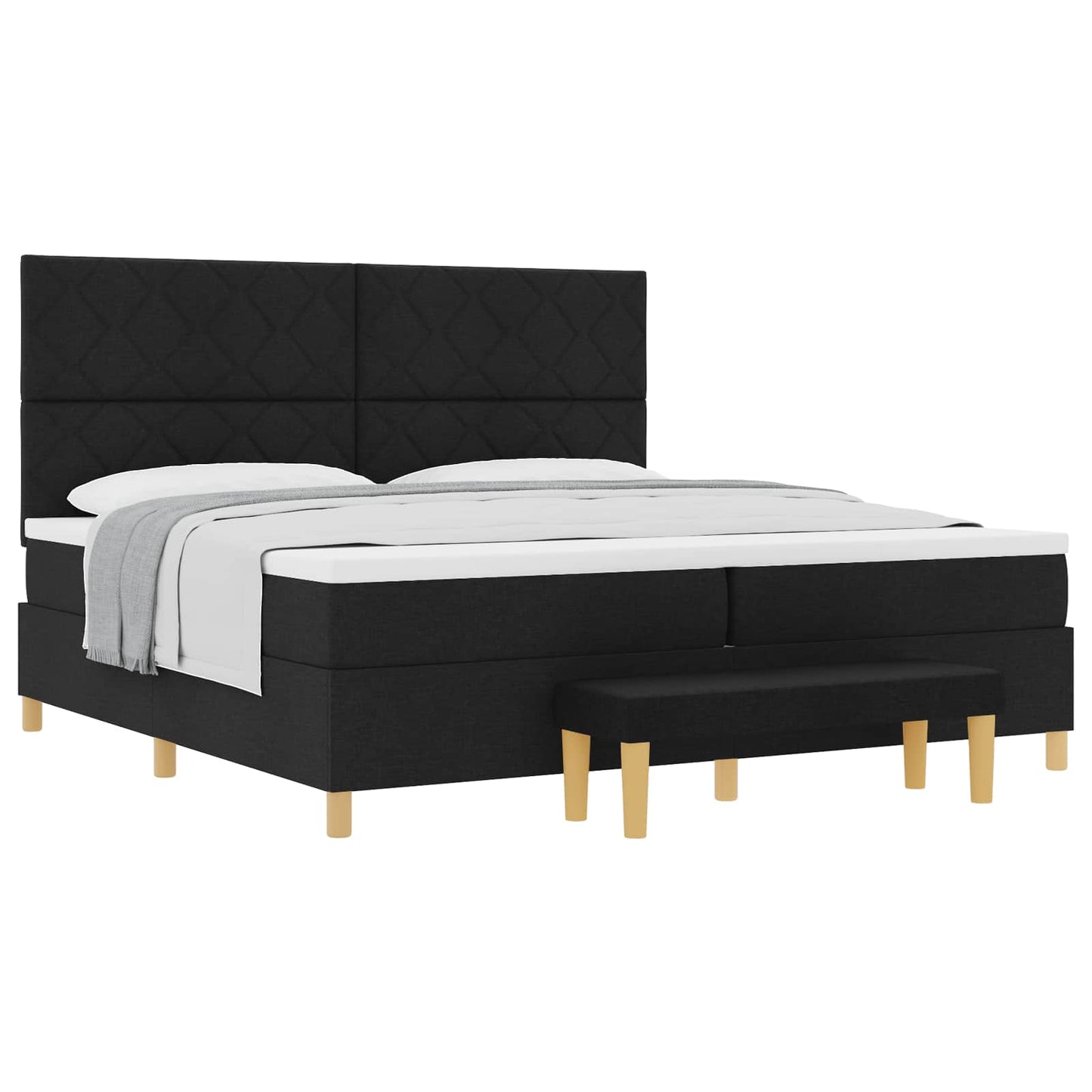 Box spring seng med hovedgærde Sort 200 x 200 cm Stof