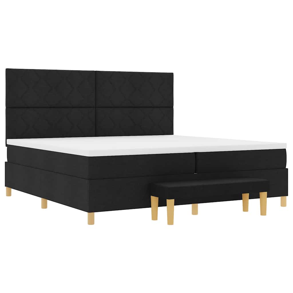 Box spring seng med hovedgærde Sort 200 x 200 cm Stof