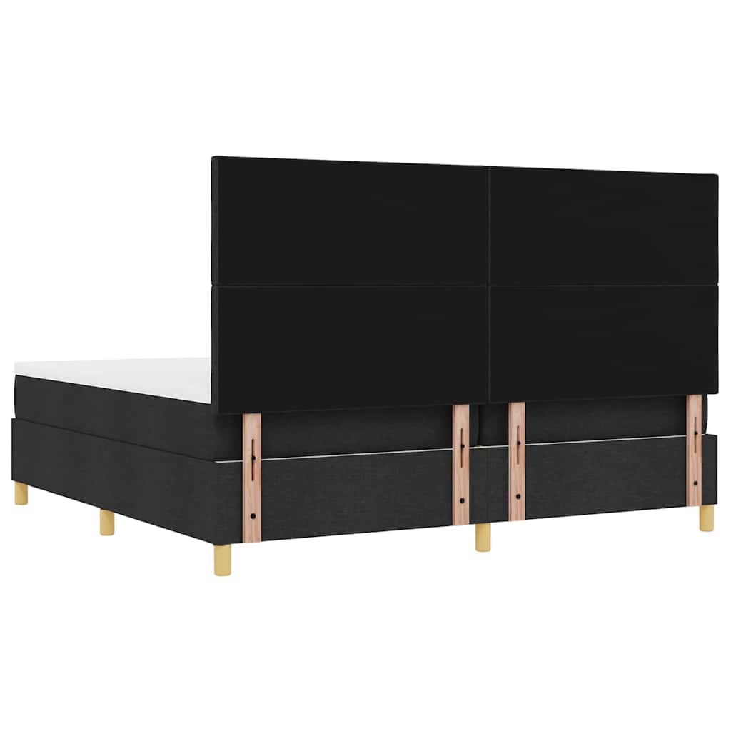 Box spring seng med hovedgærde Sort 200 x 200 cm Stof