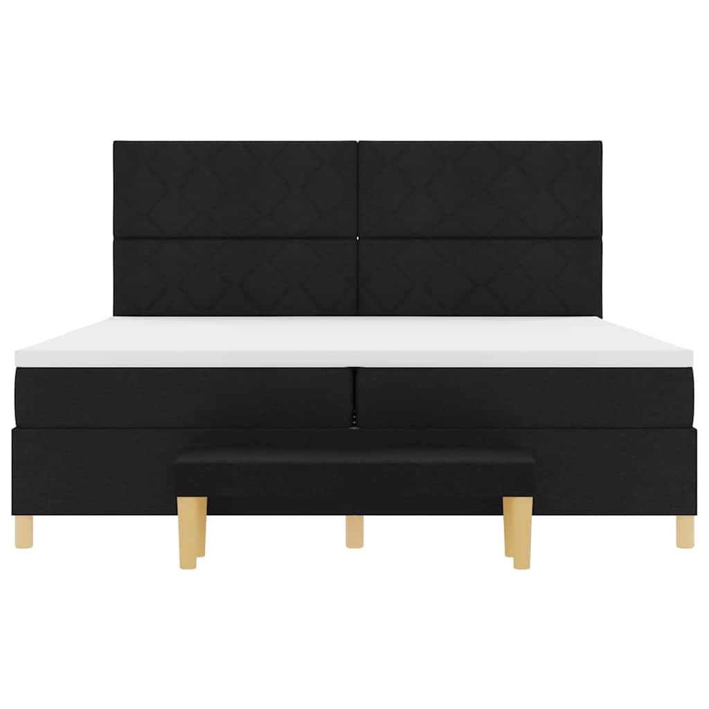 Box spring seng med hovedgærde Sort 200 x 200 cm Stof