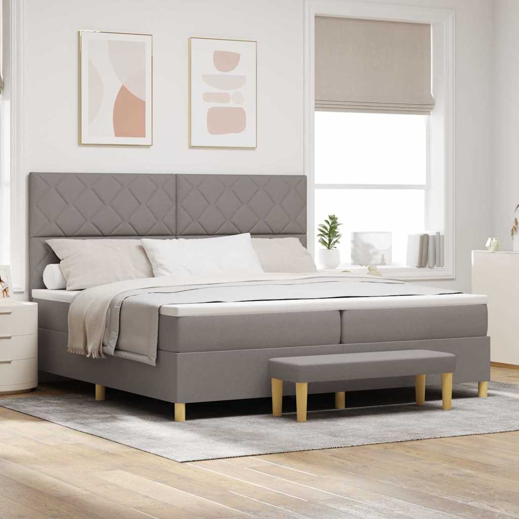 Box spring seng med pude Gråbrun 200 x 200 cm Stof