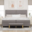 Box spring seng med pude Gråbrun 200 x 200 cm Stof