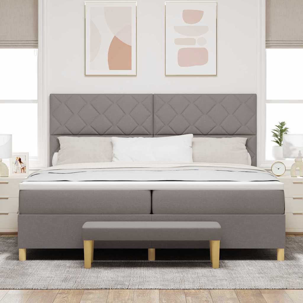 Box spring seng med pude Gråbrun 200 x 200 cm Stof