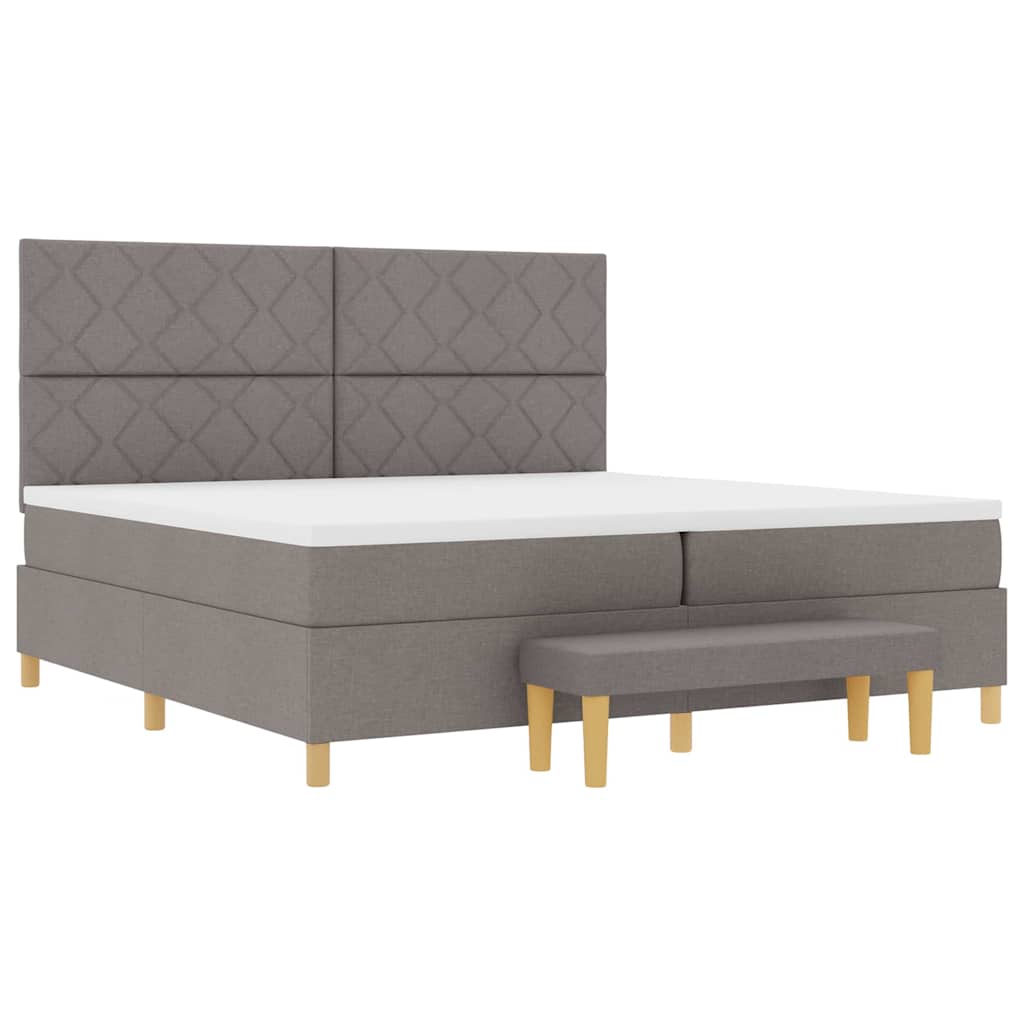 Box spring seng med pude Gråbrun 200 x 200 cm Stof