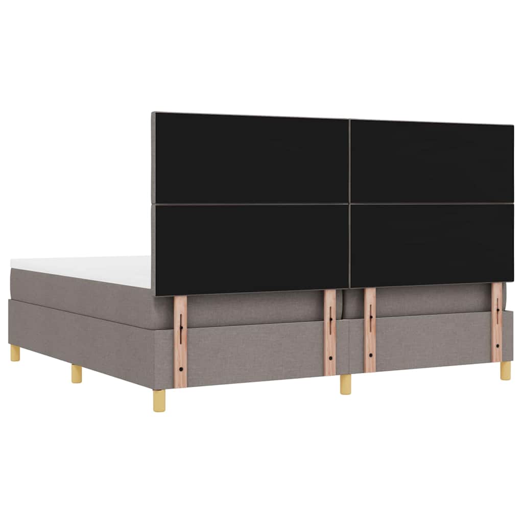 Box spring seng med pude Gråbrun 200 x 200 cm Stof