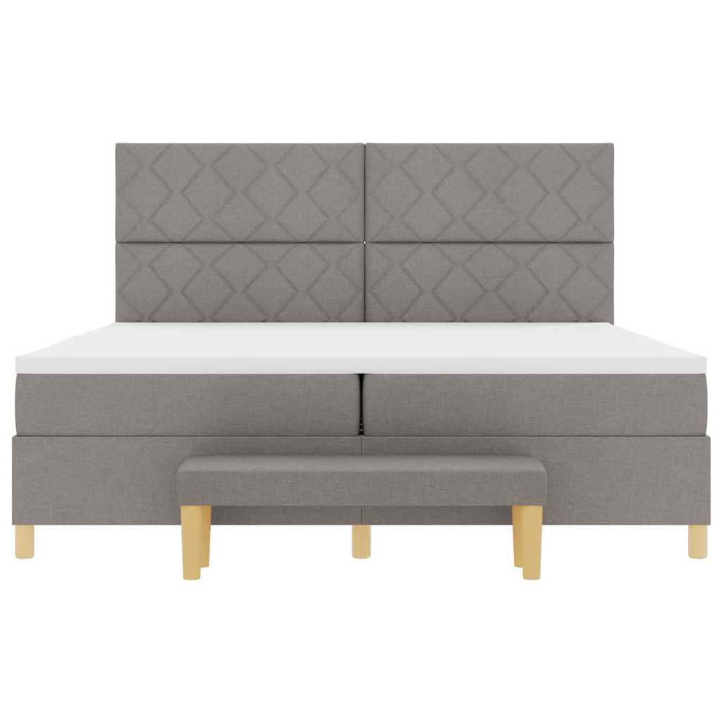 Box spring seng med pude Gråbrun 200 x 200 cm Stof