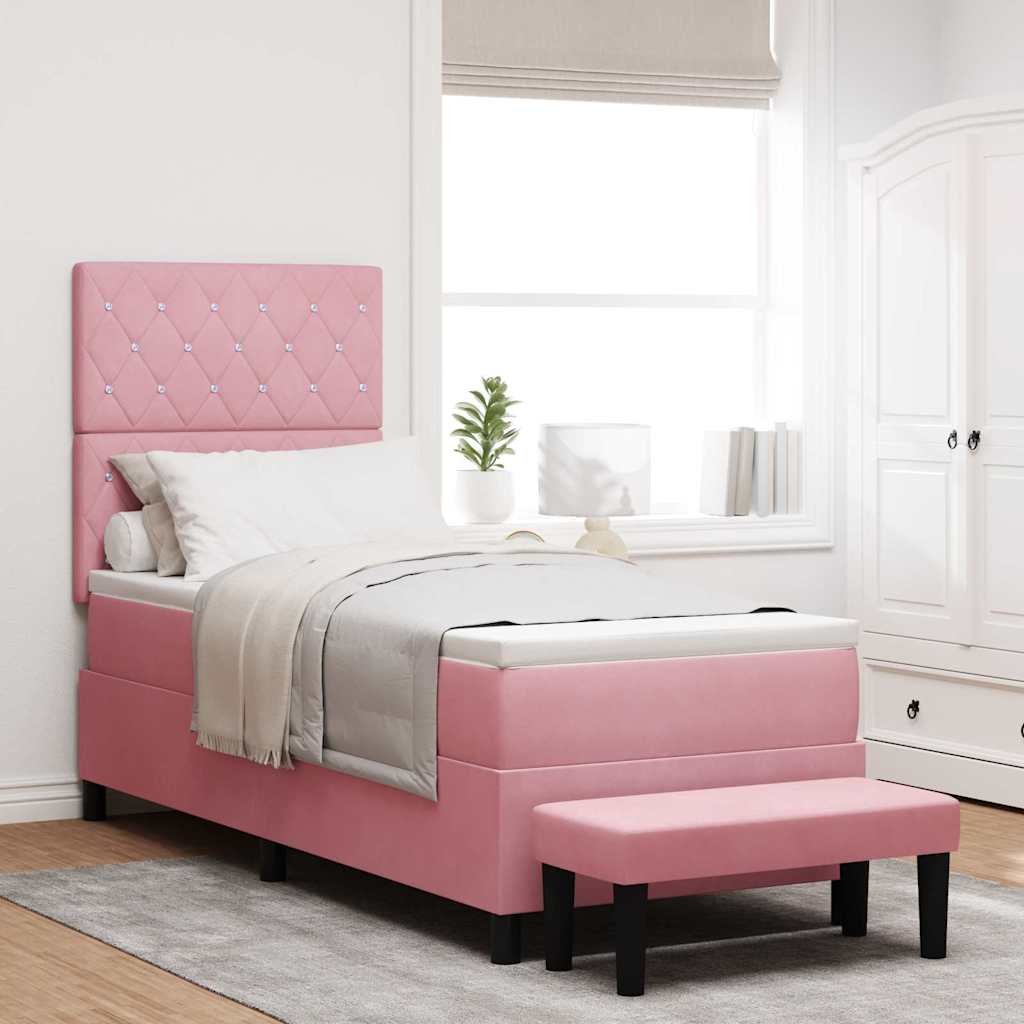 Box spring seng med hovedgærde Lyserød 200 x 80 cm Fløjl