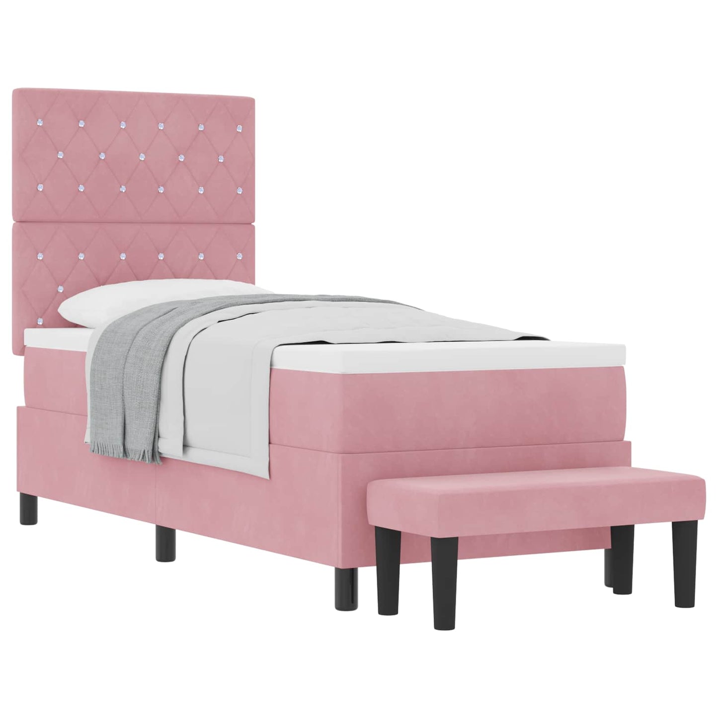 Box spring seng med hovedgærde Lyserød 200 x 80 cm Fløjl