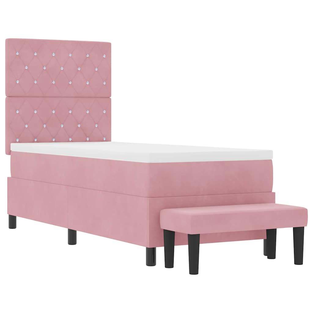 Box spring seng med hovedgærde Lyserød 200 x 80 cm Fløjl