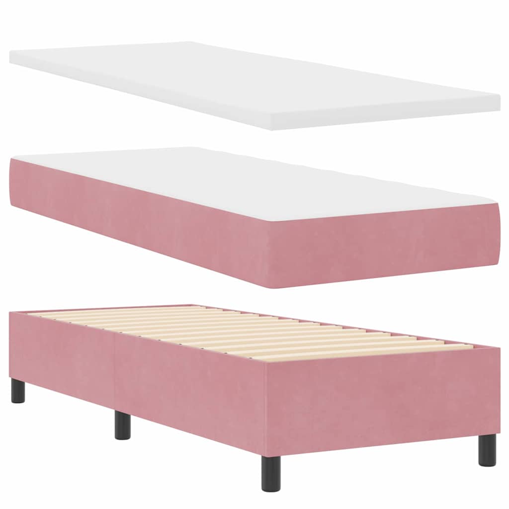 Box spring seng med hovedgærde Lyserød 200 x 80 cm Fløjl