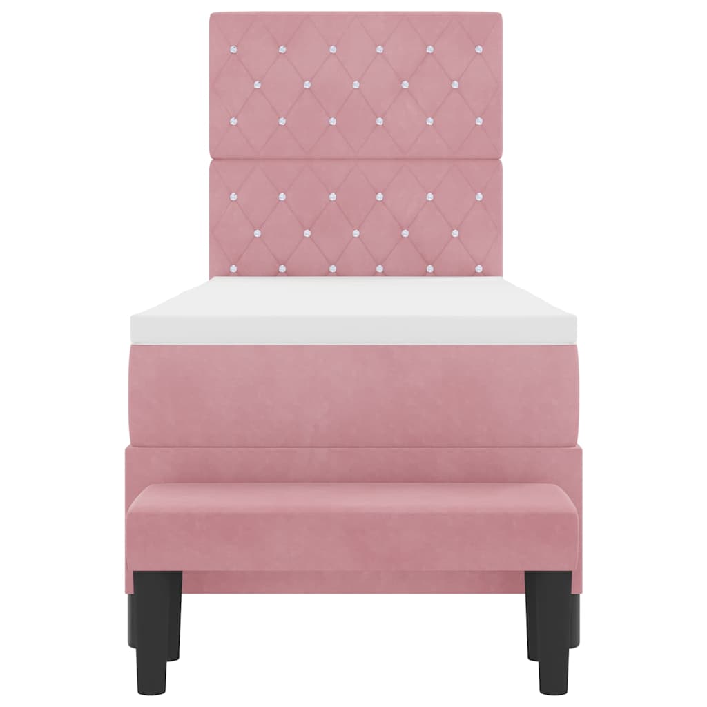 Box spring seng med hovedgærde Lyserød 200 x 80 cm Fløjl