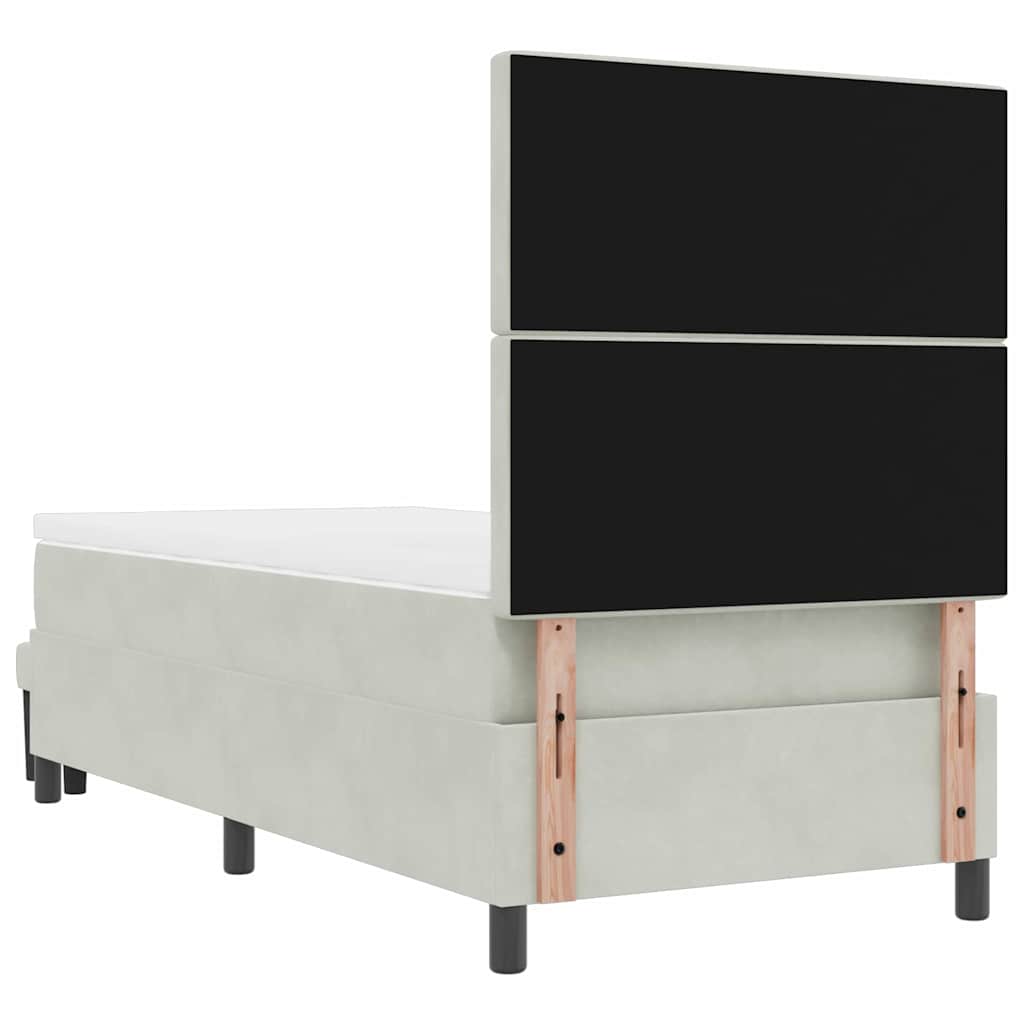 Box spring seng med hovedgærde Lysegrå 190 x 90 cm Fløjl
