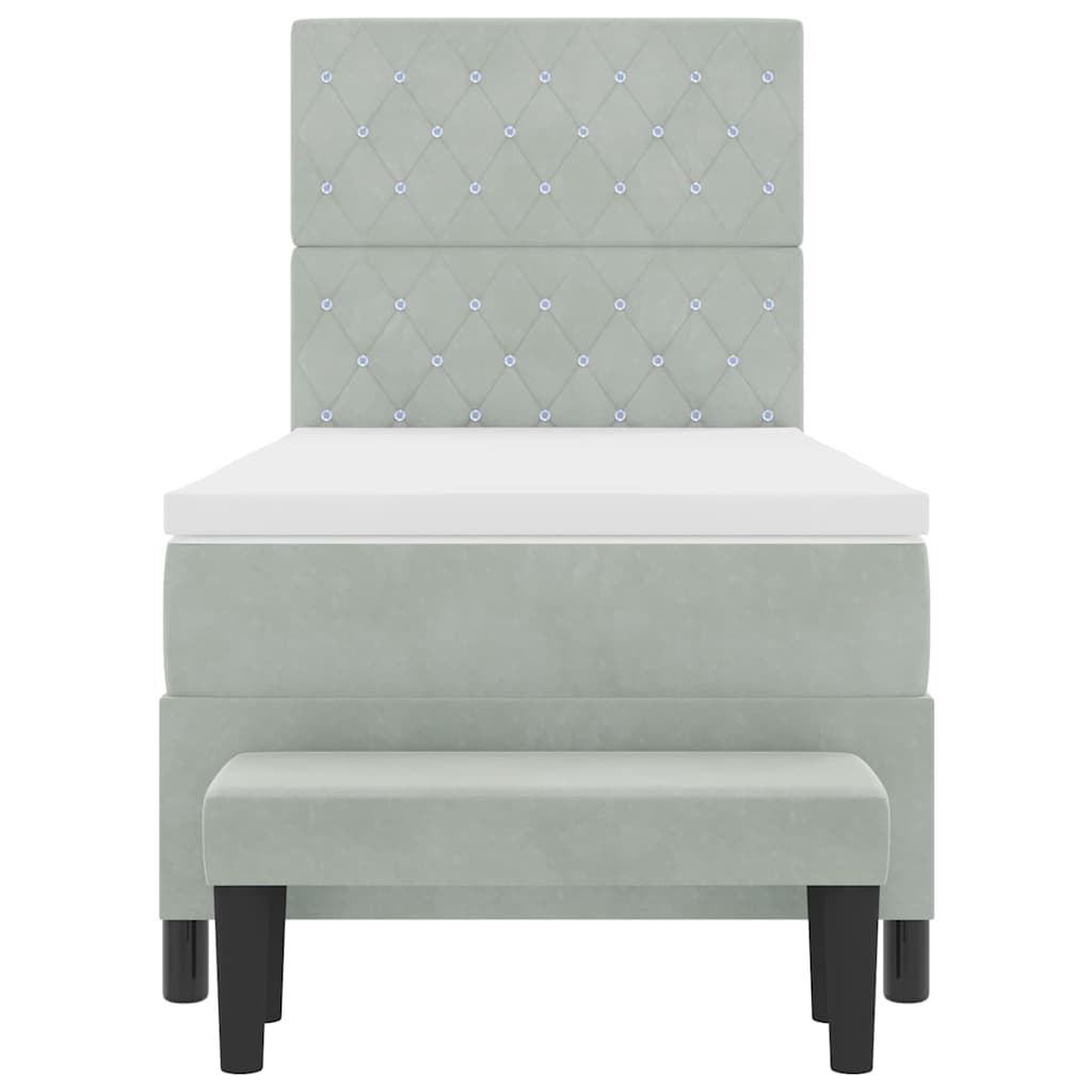 Box spring seng med hovedgærde Lysegrå 190 x 90 cm Fløjl