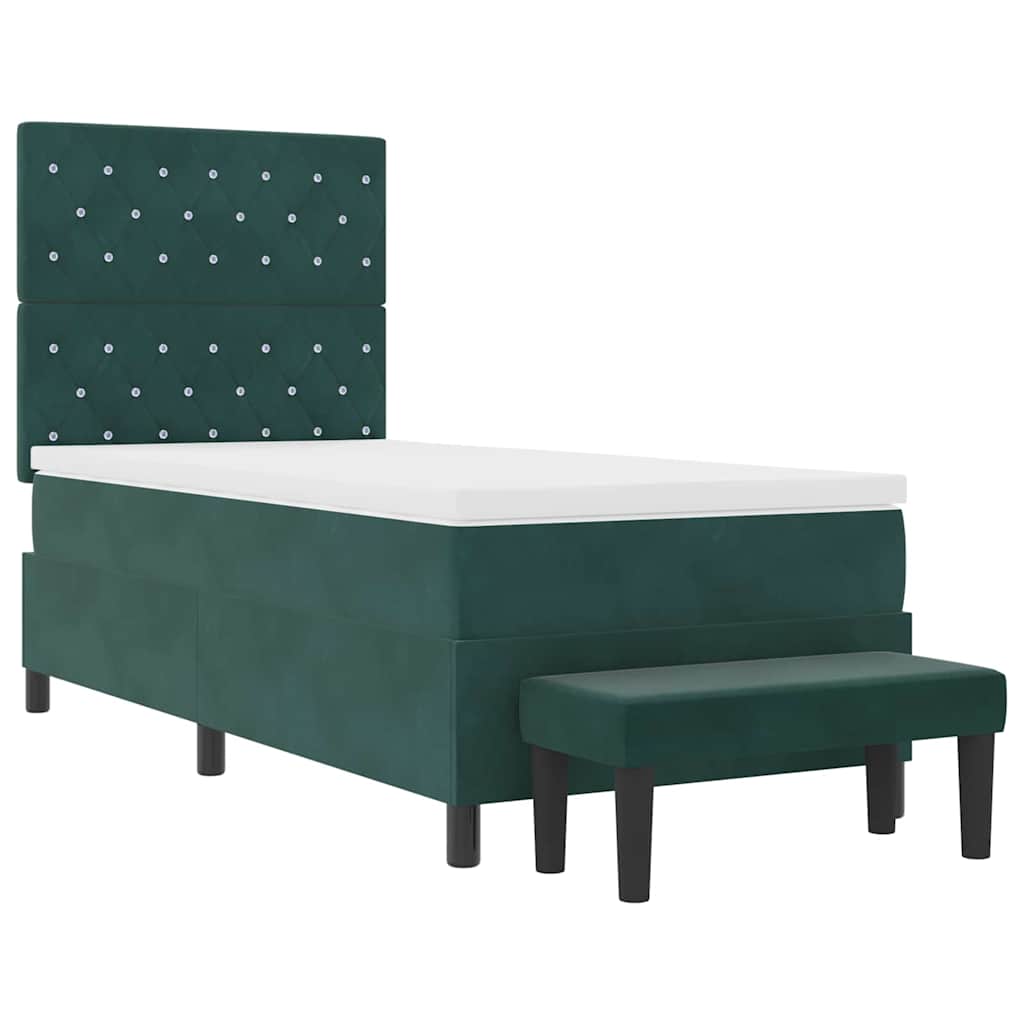 Box spring seng med hovedgærde Mørkegrøn 190 x 90 cm Fløjl