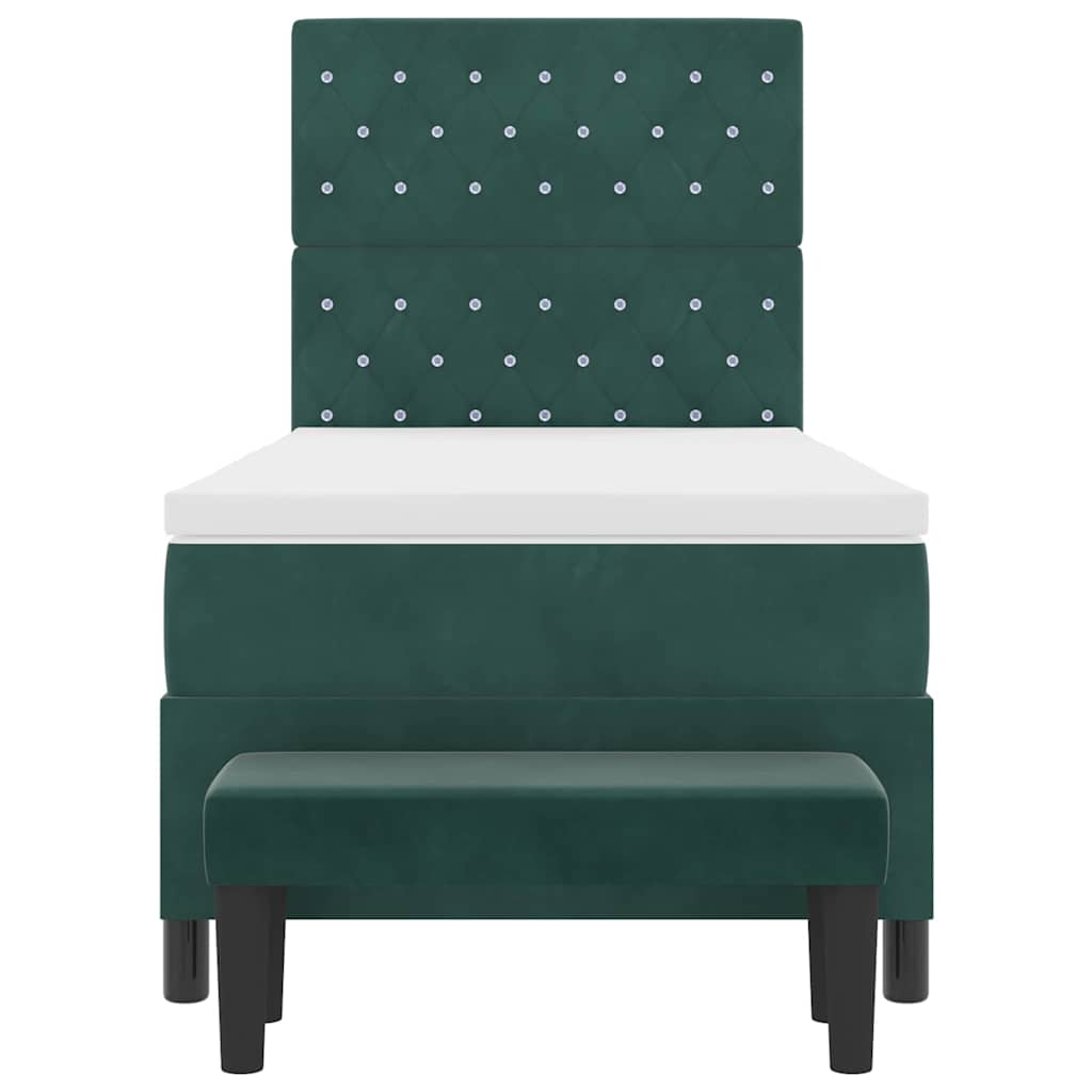 Box spring seng med hovedgærde Mørkegrøn 190 x 90 cm Fløjl