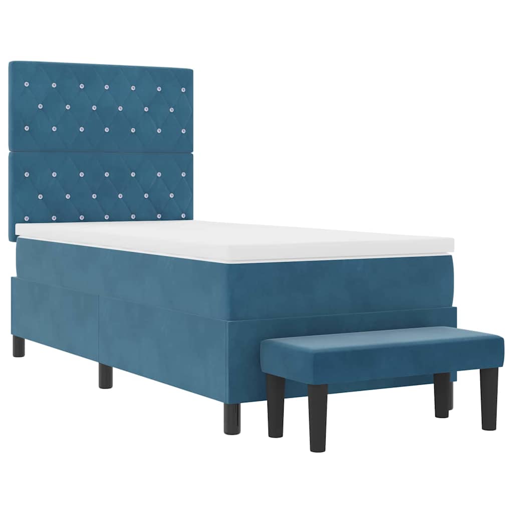 Box spring seng med hovedgærde Mørkeblå 190 x 90 cm Fløjl