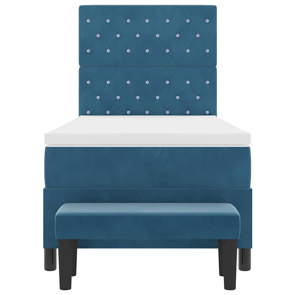 Box spring seng med hovedgærde Mørkeblå 190 x 90 cm Fløjl