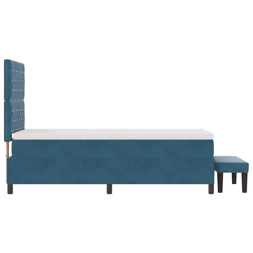 Box spring seng med hovedgærde Mørkeblå 190 x 90 cm Fløjl