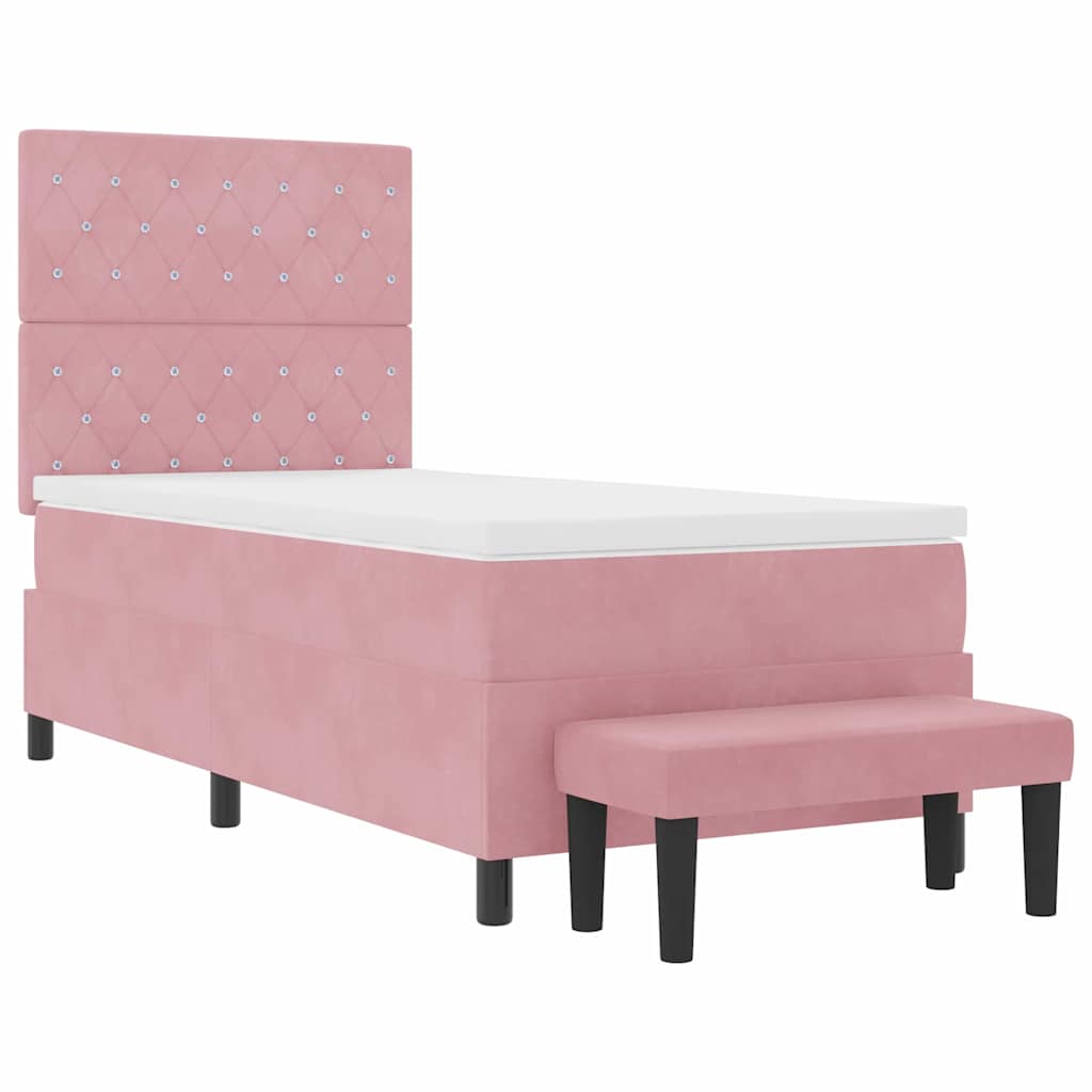 Box spring seng med hovedgærde Lyserød 190 x 90 cm Fløjl