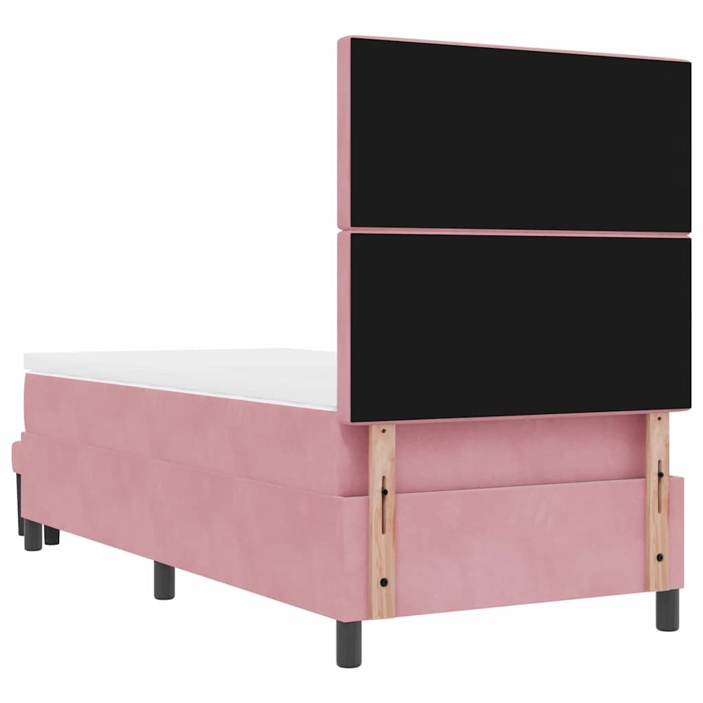 Box spring seng med hovedgærde Lyserød 190 x 90 cm Fløjl