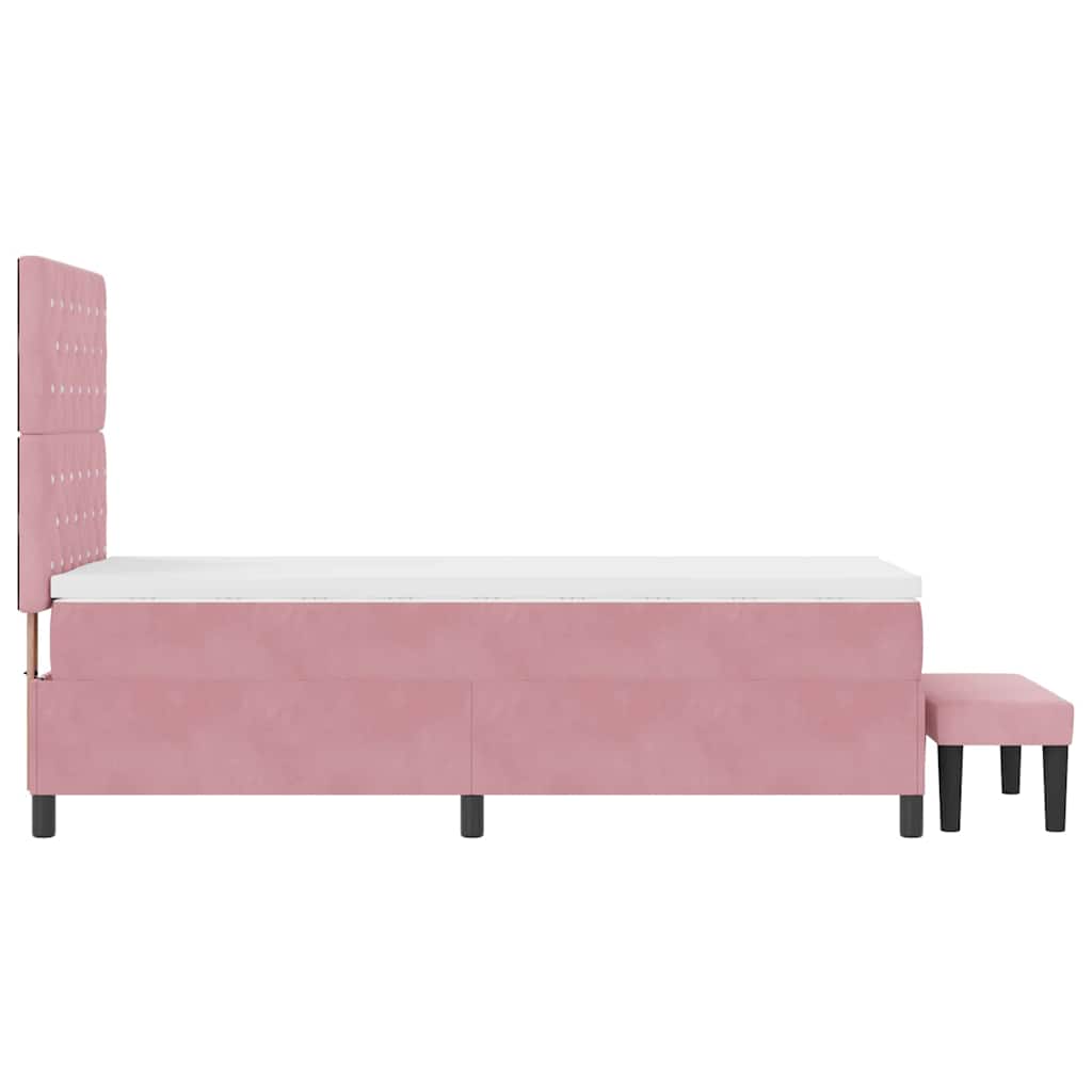 Box spring seng med hovedgærde Lyserød 190 x 90 cm Fløjl