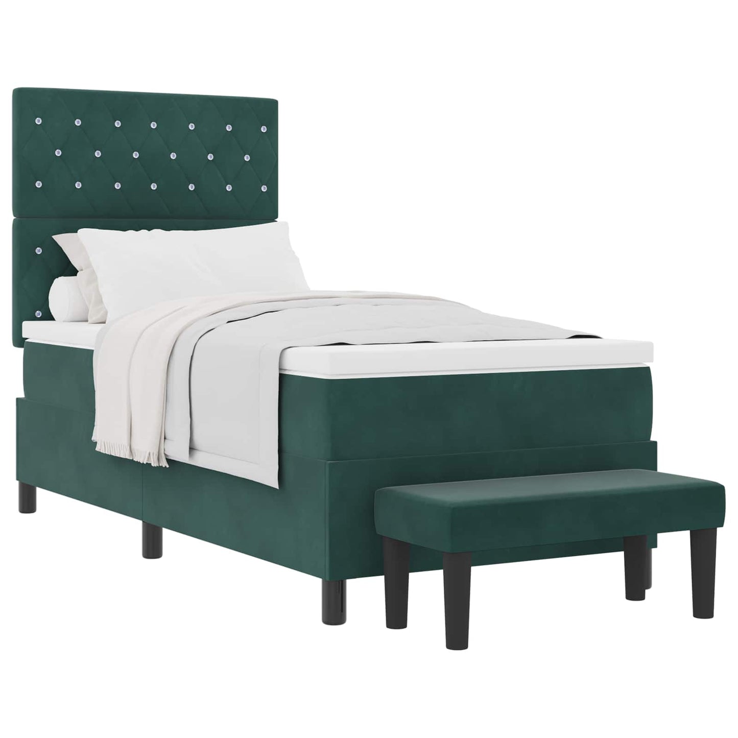 Box spring seng med hovedgærde Mørkegrøn 200 x 90 cm Fløjl
