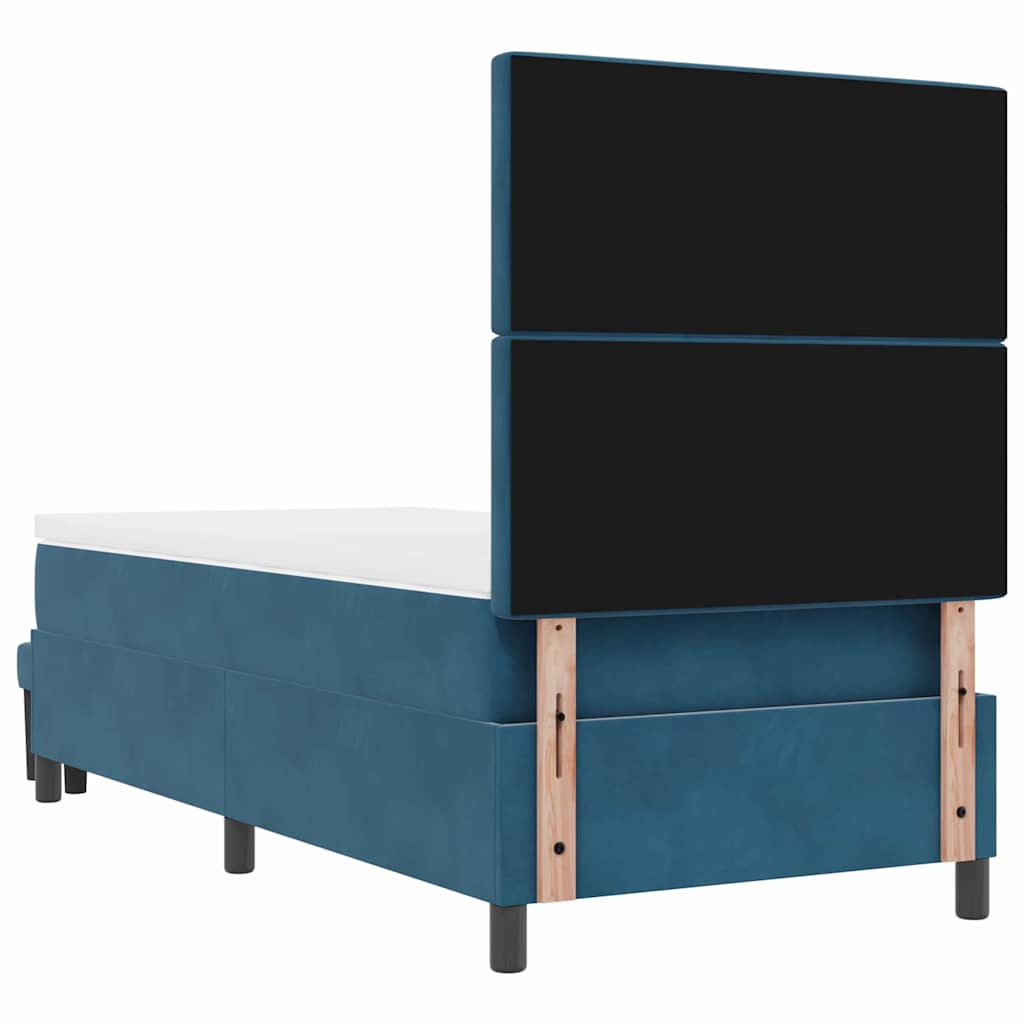 Box spring seng med hovedgærde Mørkeblå 200 x 90 cm Fløjl