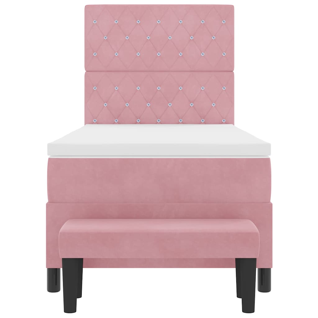 Box spring seng med hovedgærde Lyserød 200 x 90 cm Fløjl