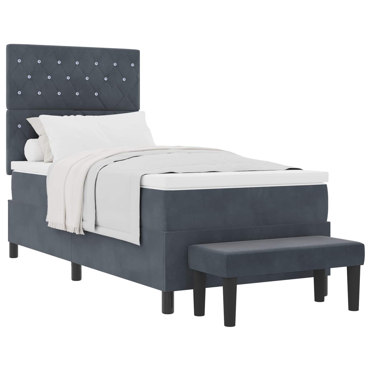 Box spring seng med hovedgærde Mørkegrå 200 x 100 cm Fløjl