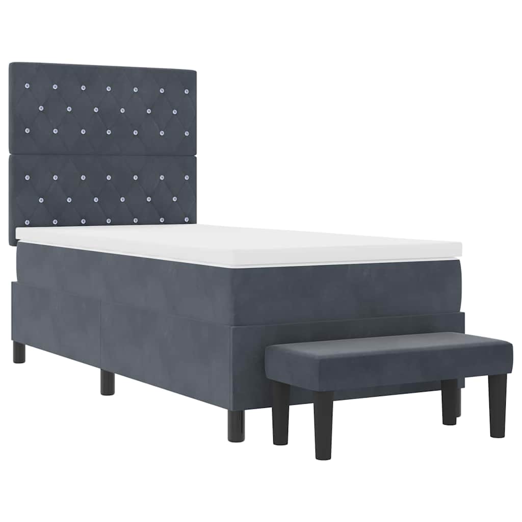 Box spring seng med hovedgærde Mørkegrå 200 x 100 cm Fløjl
