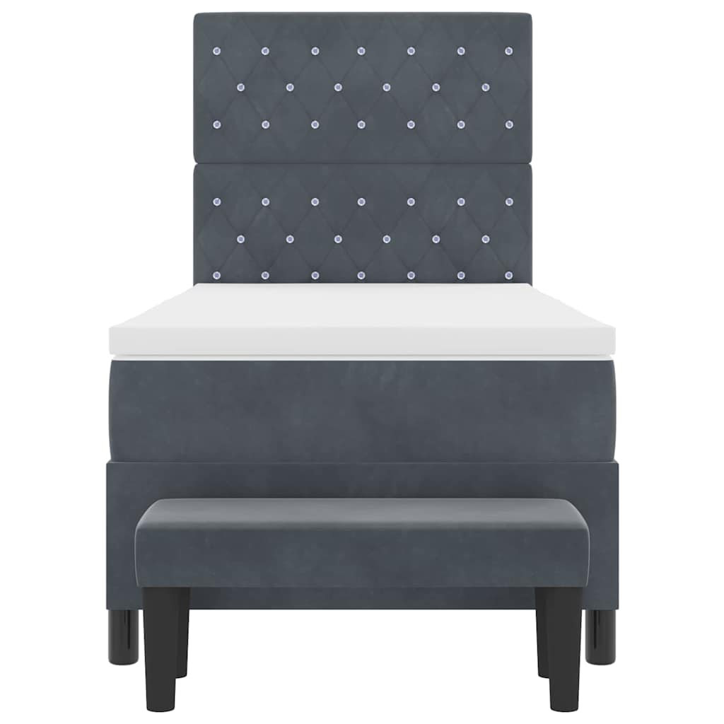 Box spring seng med hovedgærde Mørkegrå 200 x 100 cm Fløjl