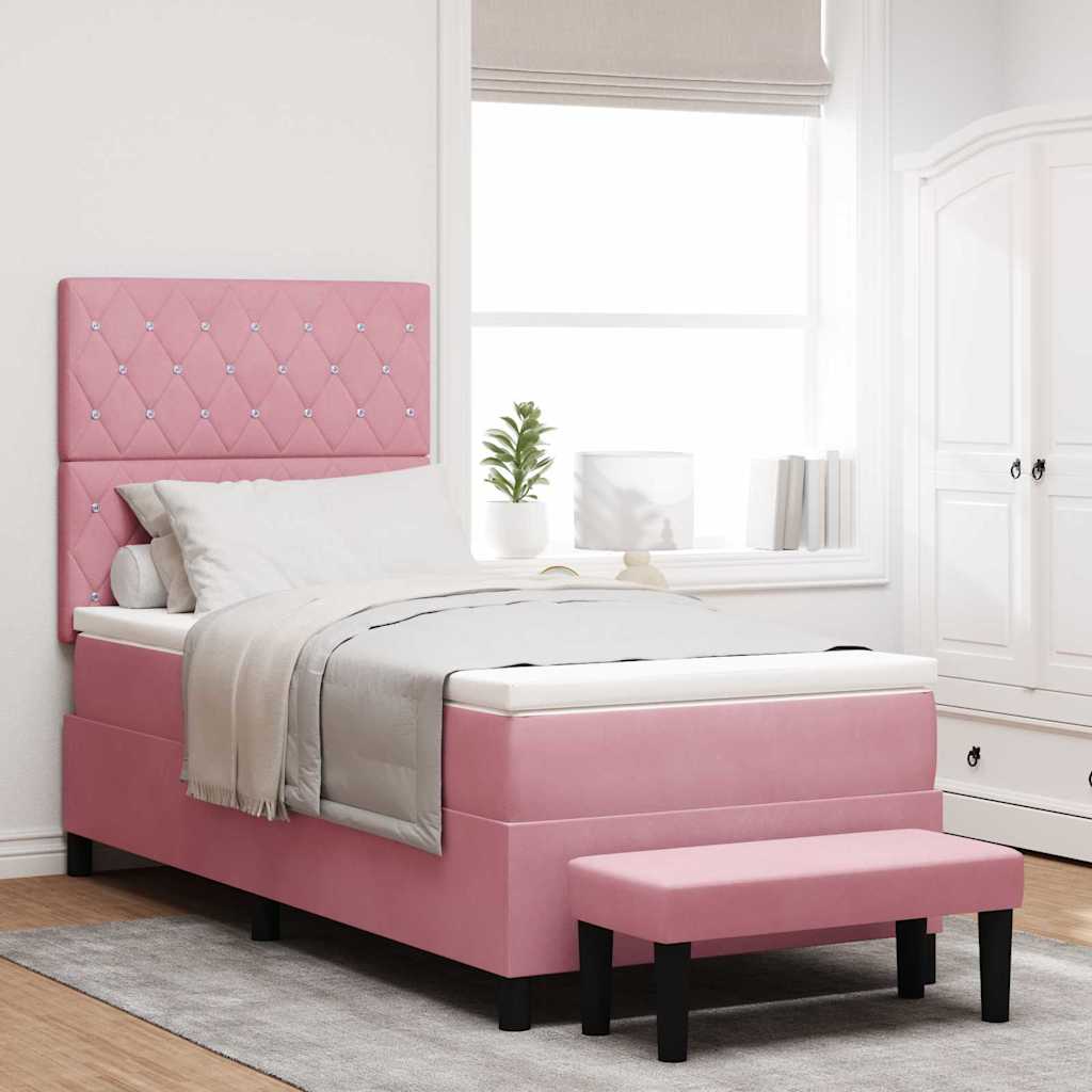 Box spring seng med hovedgærde Lyserød 200 x 100 cm Fløjl