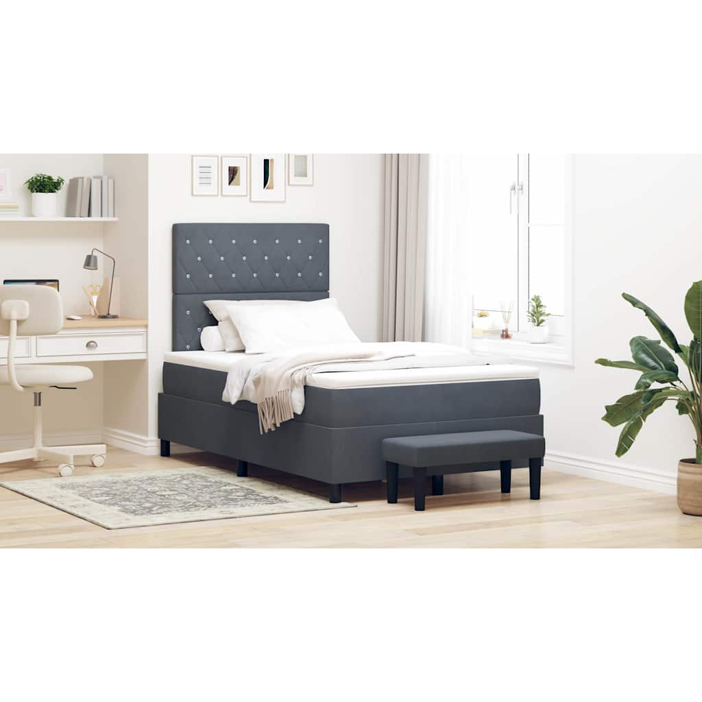 Box spring seng med hovedgærde Mørkegrå 190 x 120 cm Fløjl
