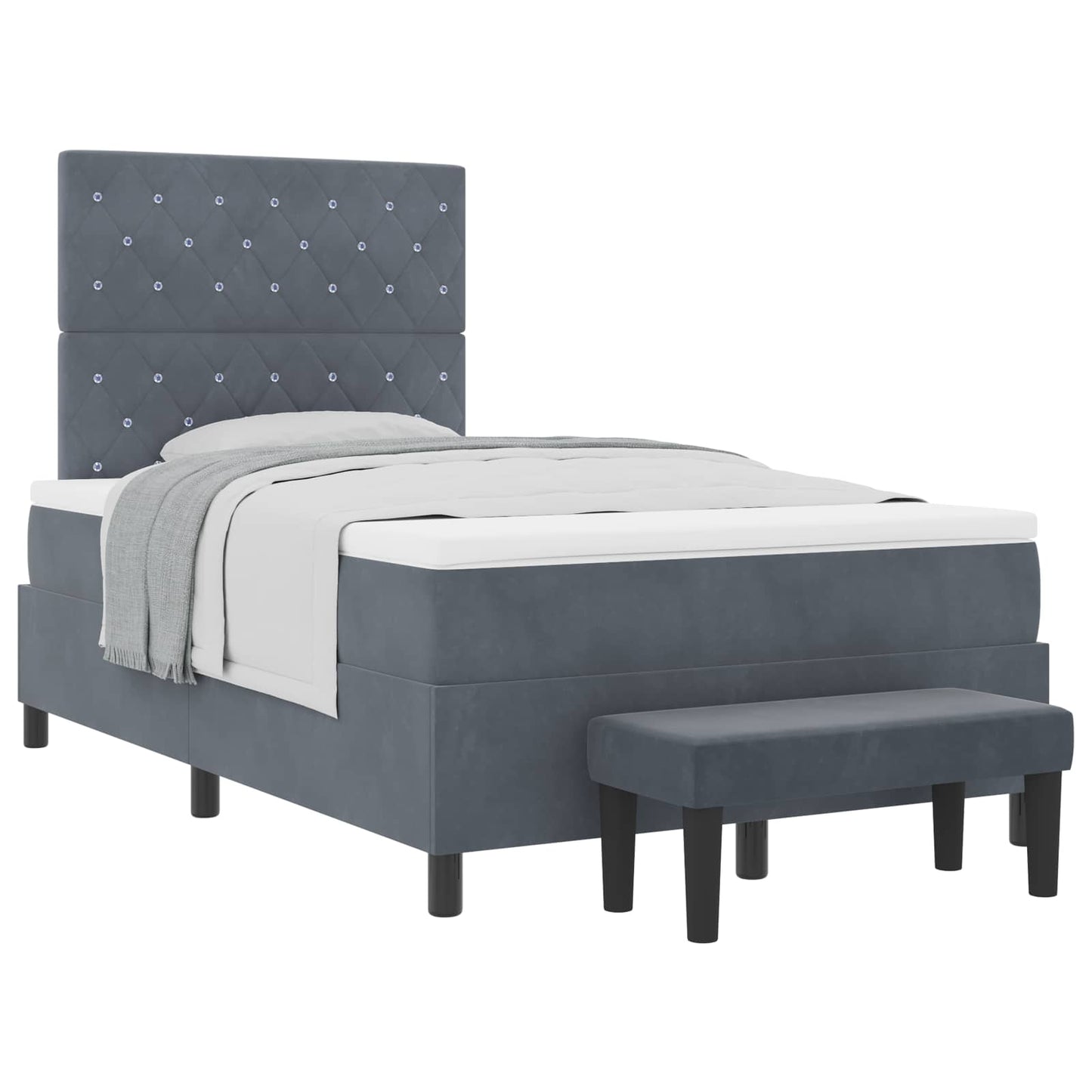 Box spring seng med hovedgærde Mørkegrå 190 x 120 cm Fløjl