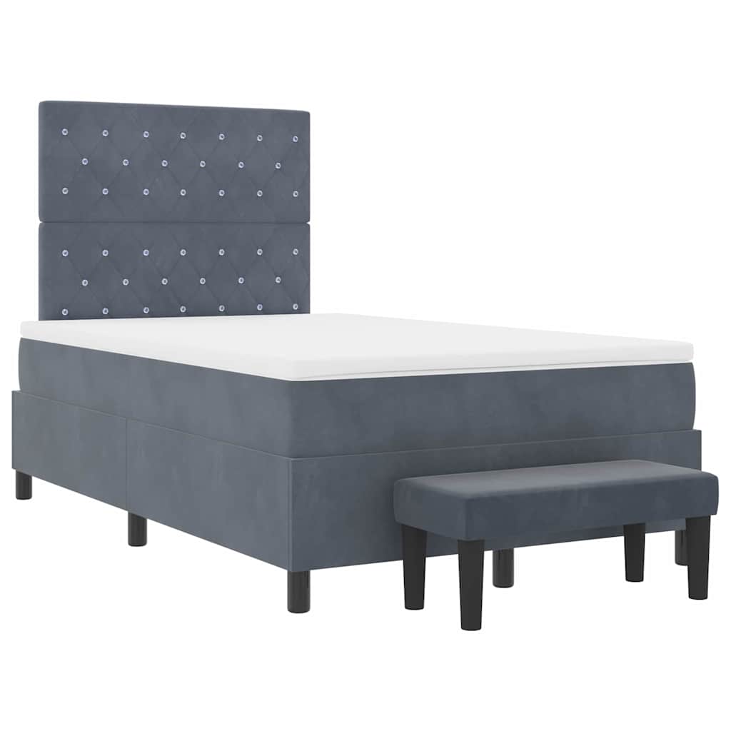 Box spring seng med hovedgærde Mørkegrå 190 x 120 cm Fløjl
