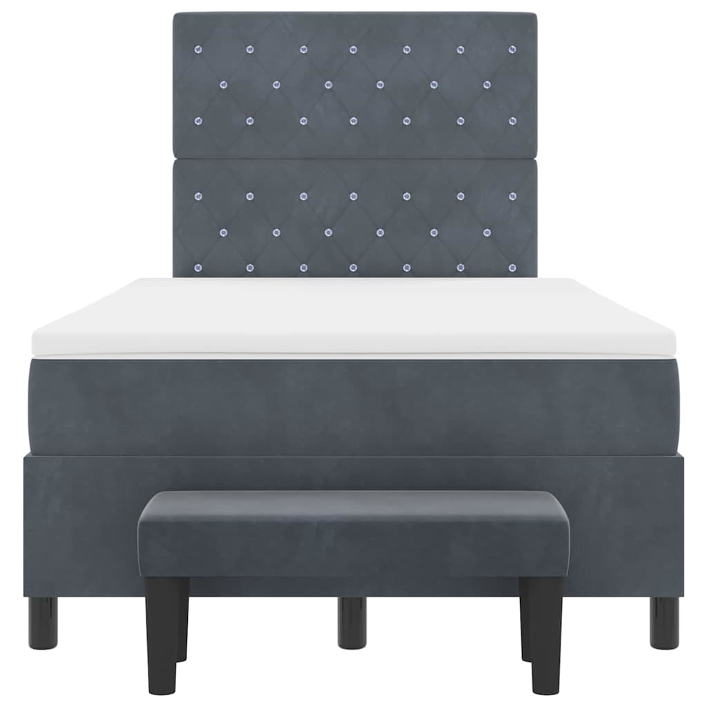 Box spring seng med hovedgærde Mørkegrå 190 x 120 cm Fløjl