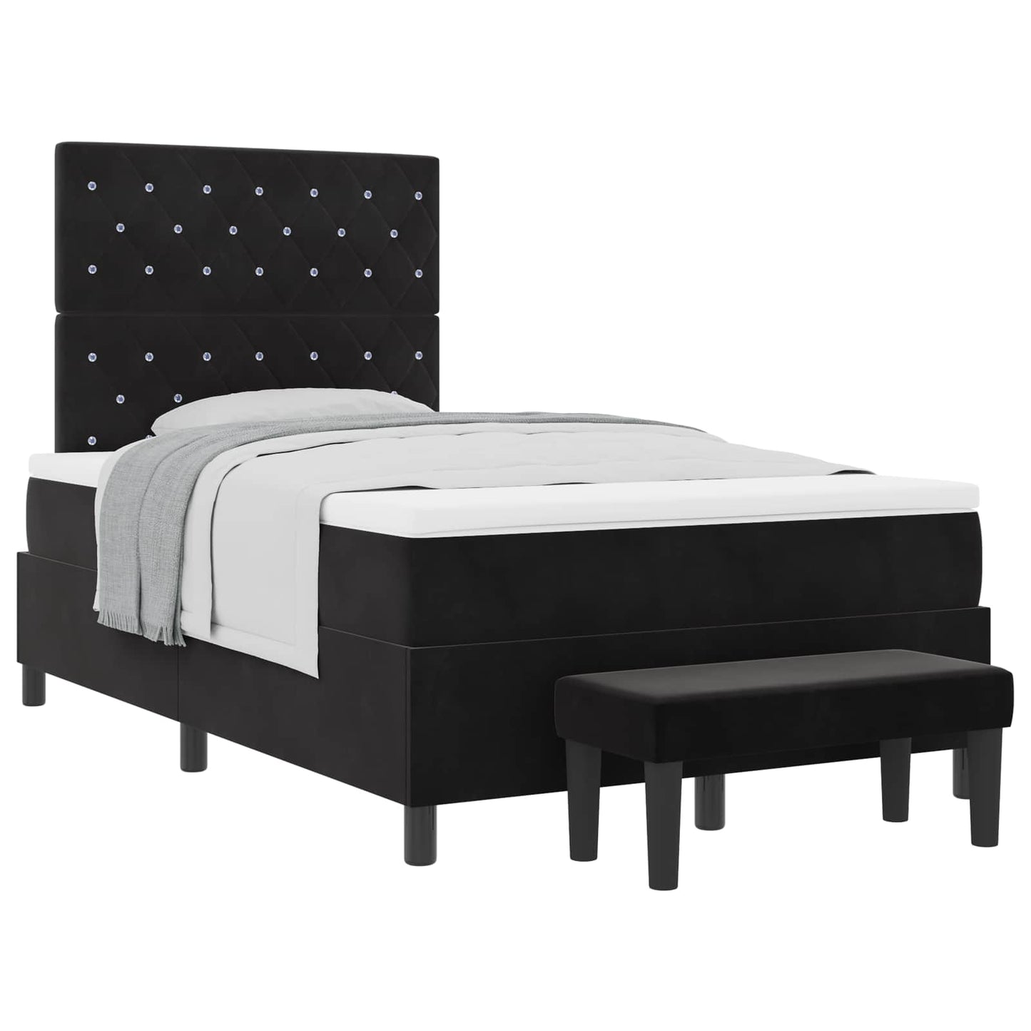 Box spring seng med pude med hovedgærde Sort 190 x 120 cm Fløjl