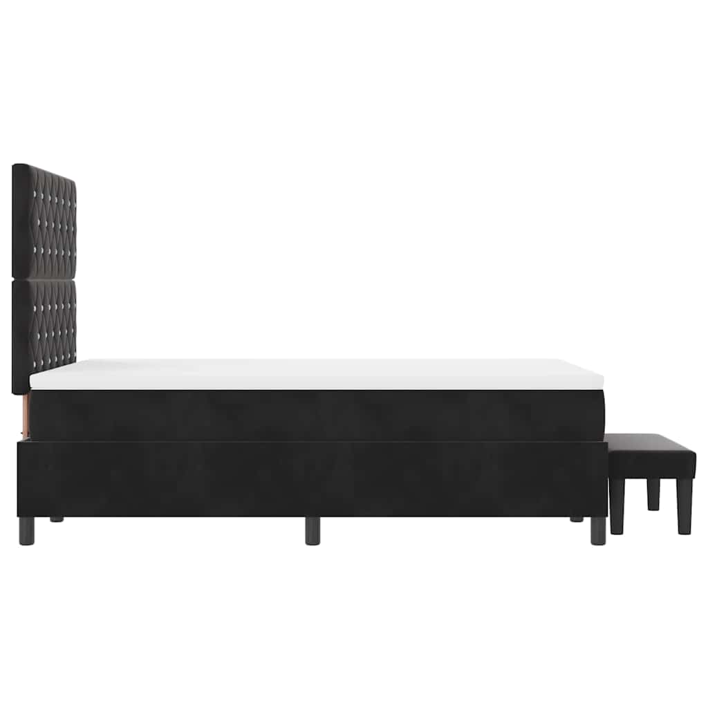 Box spring seng med pude med hovedgærde Sort 190 x 120 cm Fløjl