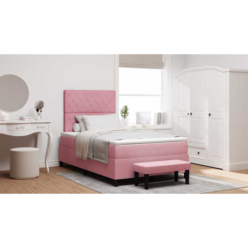 Box spring seng med hovedgærde Lyserød 190 x 120 cm Fløjl