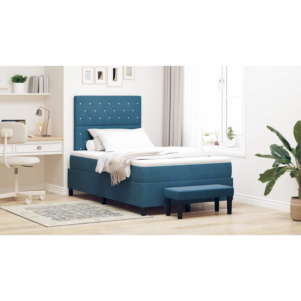 Box spring seng med hovedgærde Mørkeblå 200 x 120 cm Fløjl