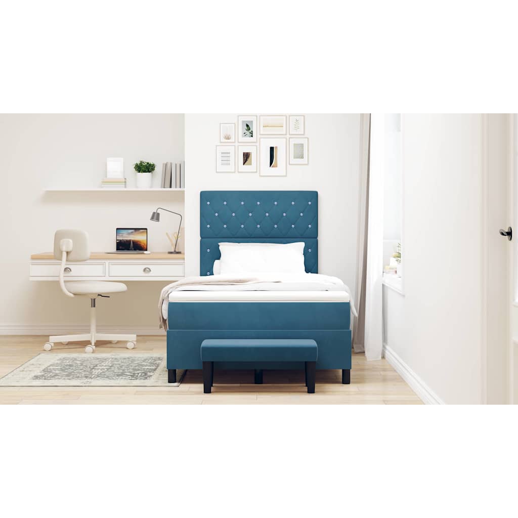 Box spring seng med hovedgærde Mørkeblå 200 x 120 cm Fløjl