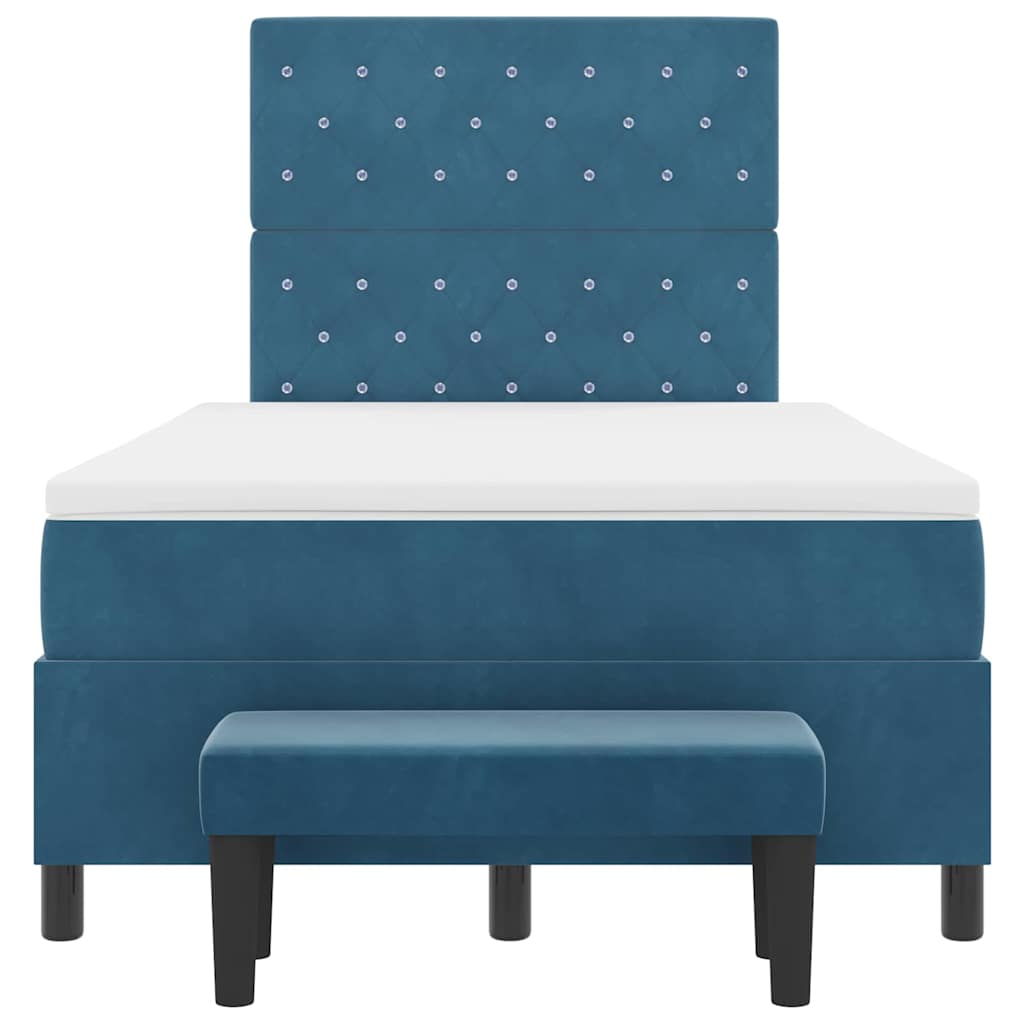 Box spring seng med hovedgærde Mørkeblå 200 x 120 cm Fløjl