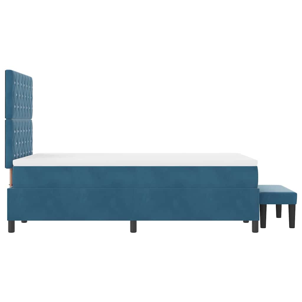 Box spring seng med hovedgærde Mørkeblå 200 x 120 cm Fløjl