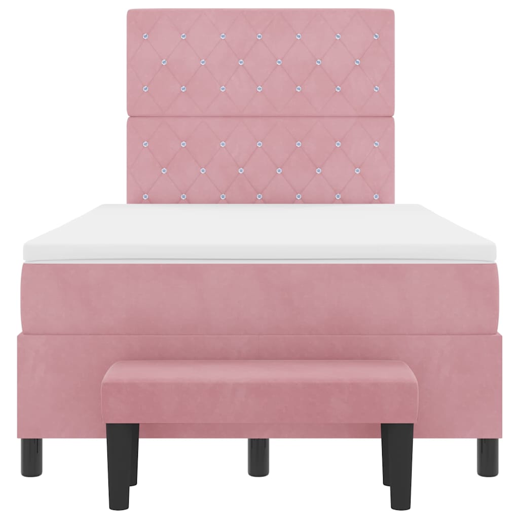Box spring seng med hovedgærde Lyserød 200 x 120 cm Fløjl