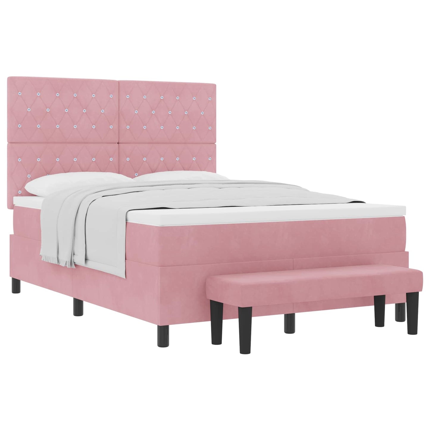 Box spring seng med hovedgærde Lyserød 190 x 140 cm Fløjl