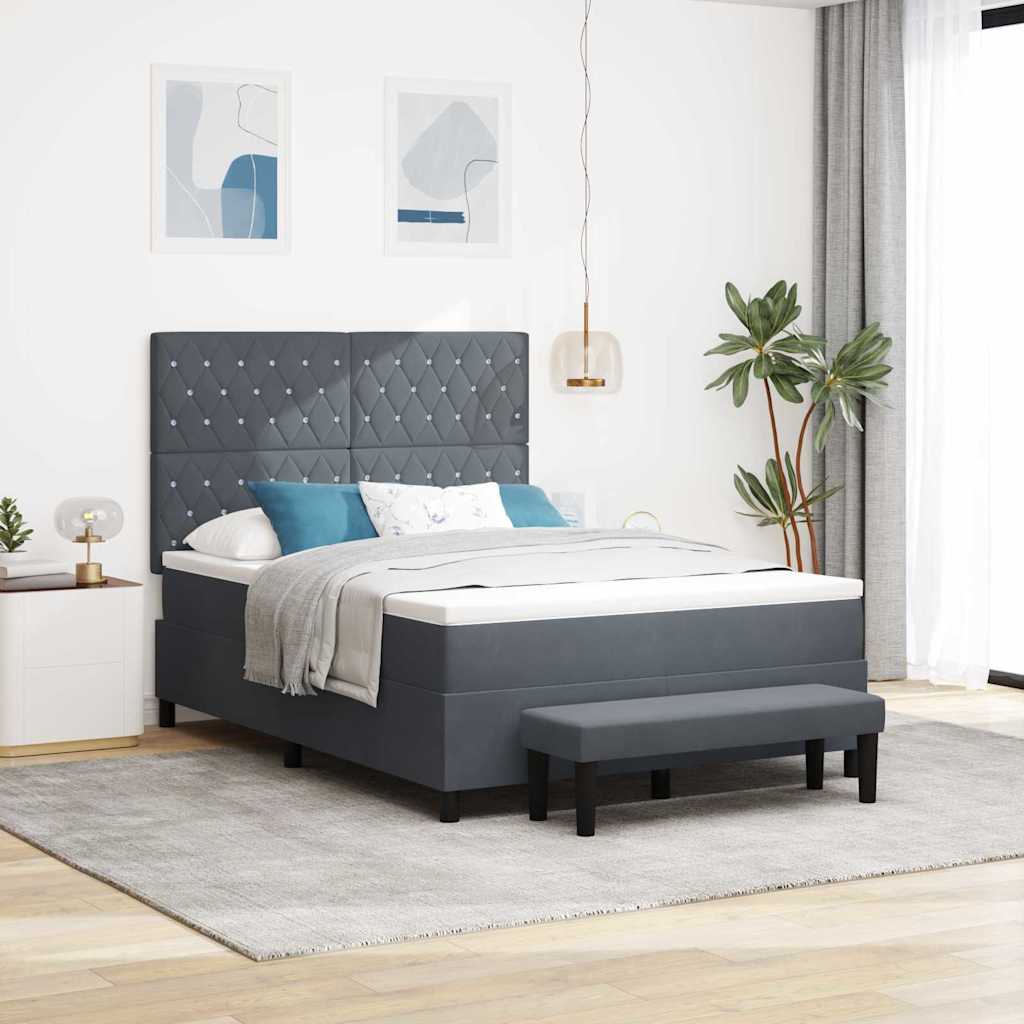 Box spring seng med hovedgærde Mørkegrå 200 x 160 cm Fløjl