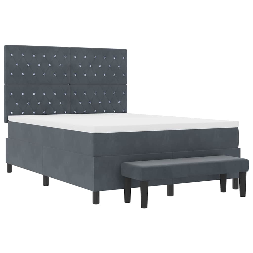 Box spring seng med hovedgærde Mørkegrå 200 x 160 cm Fløjl